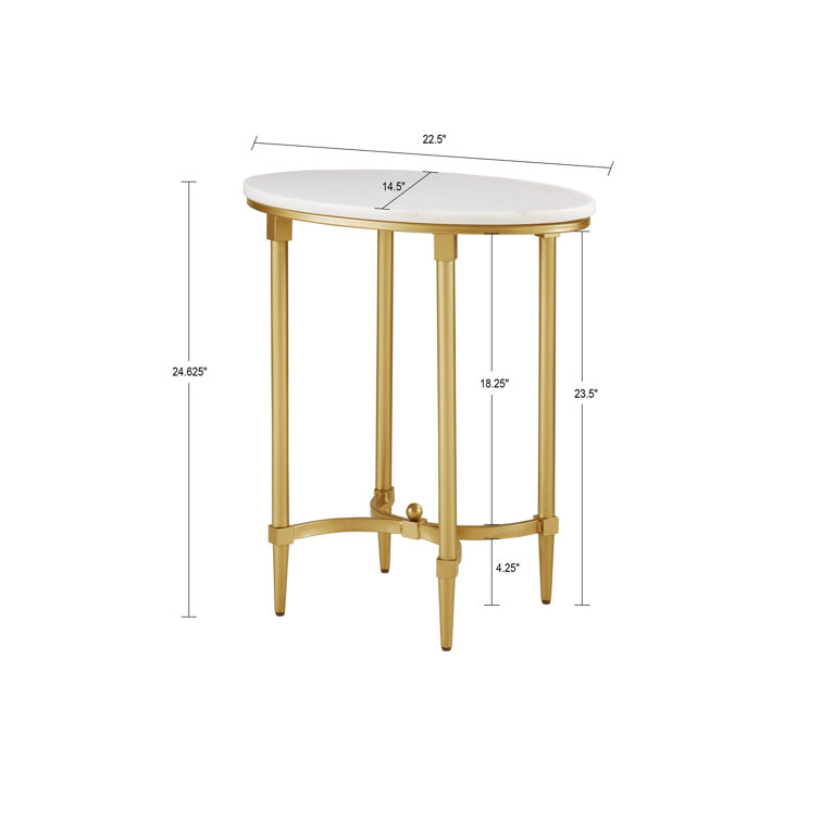 Madison Park Signature Bordeaux Gold Metal Marble Oval End Table